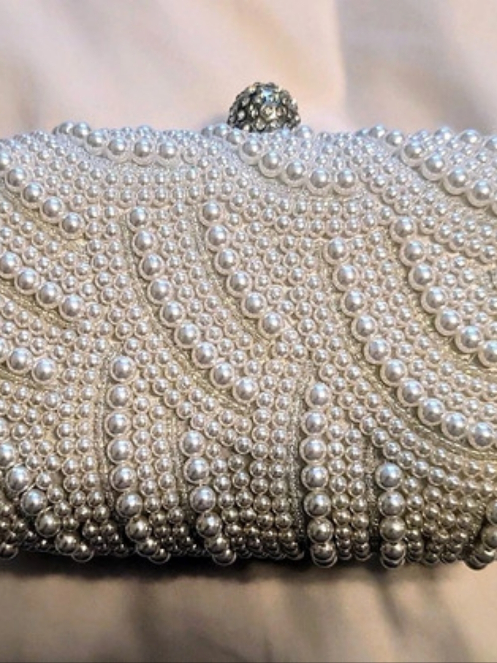 Beaded Clutch in White Like New